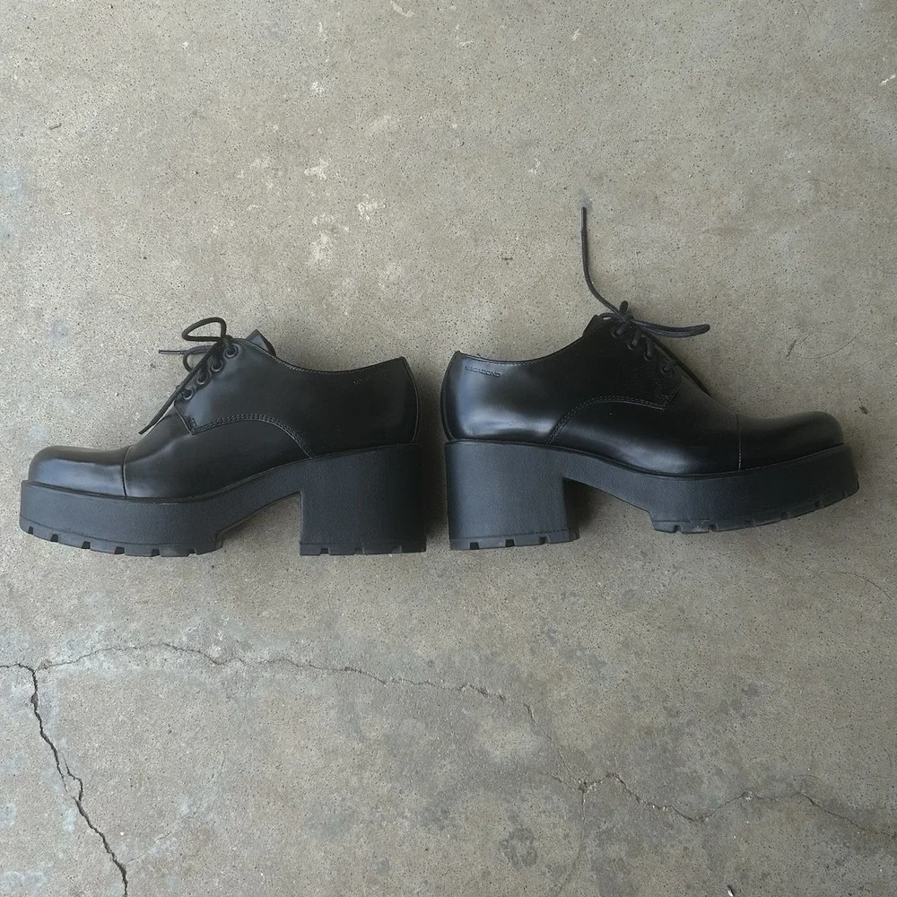 Vagabond Shoemakers Shoe Sz. 40/10  Black Leather Oxfords Lug Platform Academia